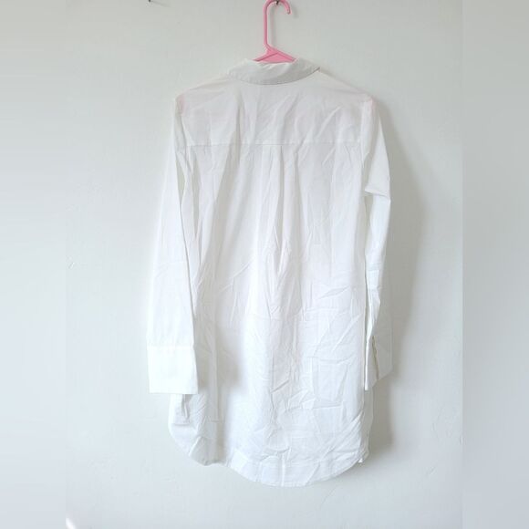 NEW Express White Shirt Dress Tunic Cotton Collared Professional Minimalist XS - Picture 7 of 11